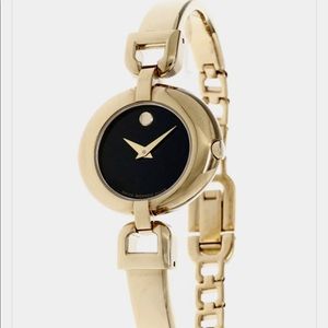 Movado | Vivo 27MM Gold Bangle Watch; Black Dial